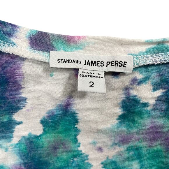 James Perse V Neck size 2 Tie Dye T shirt Cotton Blend Colorful Hippie 70's - Picture 3 of 5